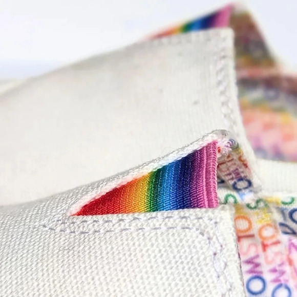 Tom's	 Women's Alpargata Fenix Slip-On White w/ Rainbow Stripes Sz 10 VGUC - Picture 9 of 12